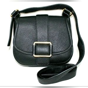 NEW MICHAEL KORS "MAXINE" SADDLE BAG; BLACK/GOLD